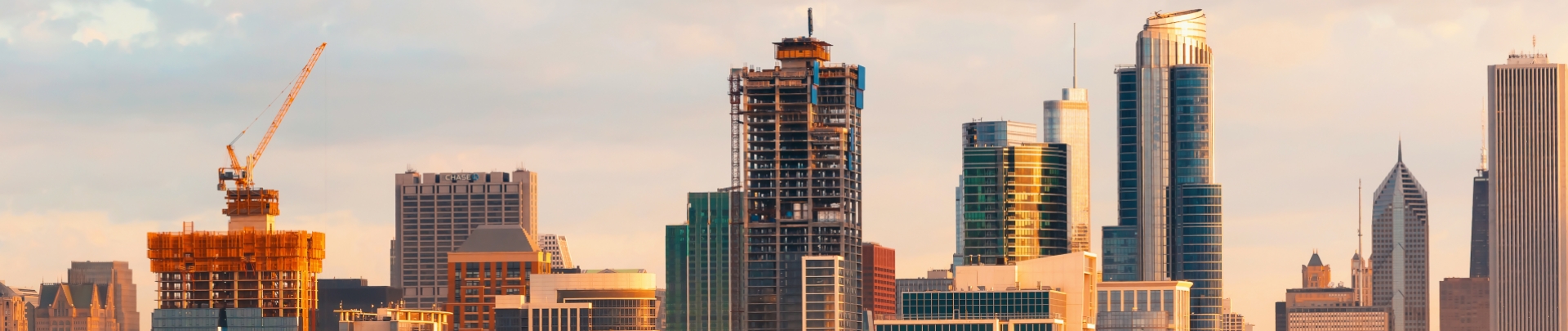 landschap met grote gebouwen